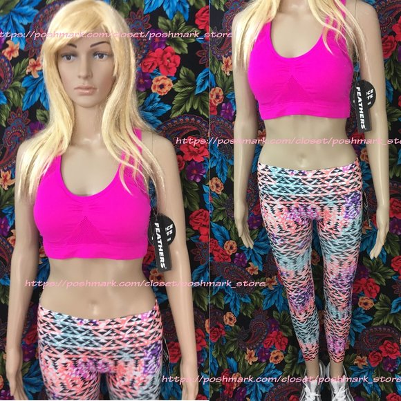 NEW 2-PIECE ATHLETIC MULTI COLOR JOGGERS & PINK TOP - Picture 2 of 9